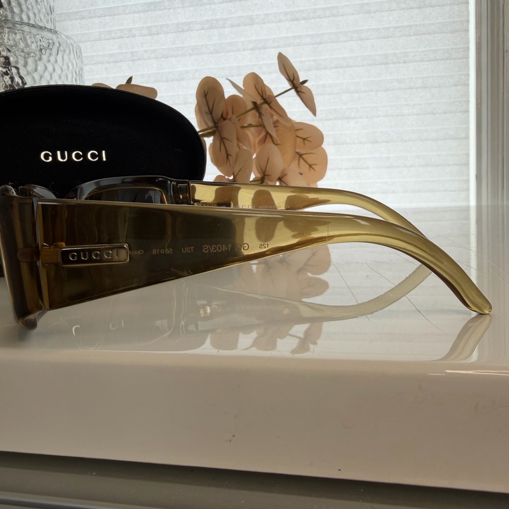 Vintage Gucci Translucent Olive Green Brown Sunglasses EUC - Picture 6 of 8